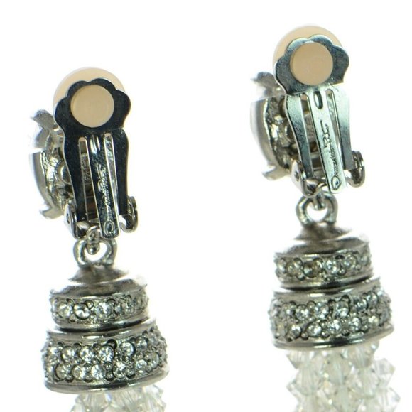 Oscar de la Renta Crystal Tassel Drop Clip Earrings - Picture 9 of 11